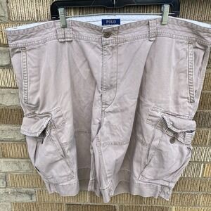 Mens Polo Ralph‎ Lauren Cargo Shorts Sz 48B (Fits 46")  Khaki Classic Chino BIG
